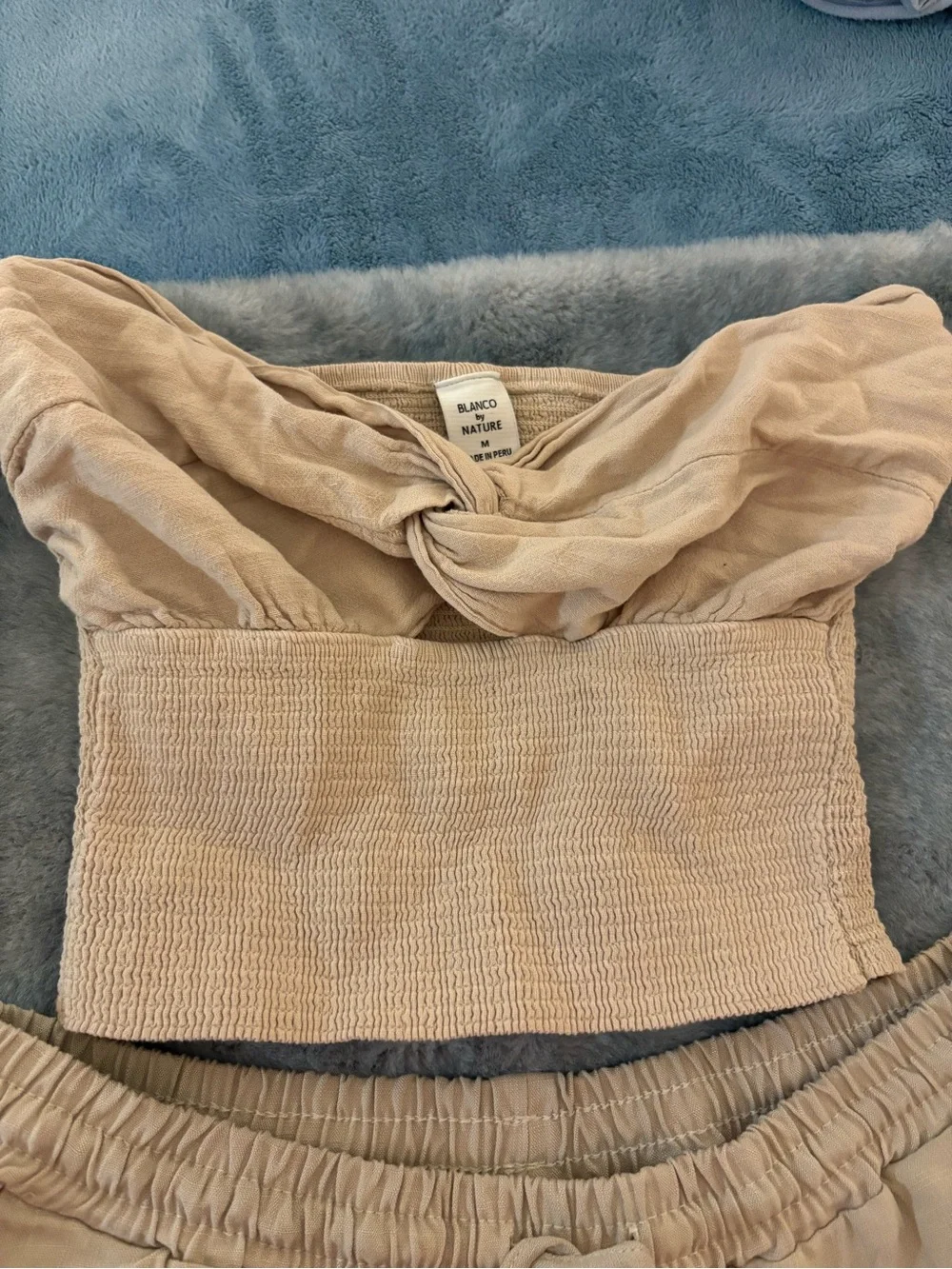 Blanco by Nature Women’s High-Waist Wide-Leg Pants in Light Beige and crop tank - Picture 8 of 10
